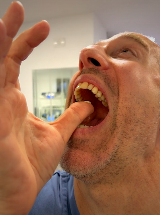 Place it gently against your palate